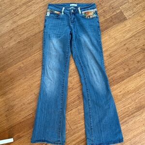 Ranch Dressn Classic Blue Flare Jeans with cactus design